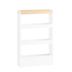 SoBuy Wózek kuchenny z 3 półkami Biały 50x14.5x80cm Nowoczesny NSR12-W