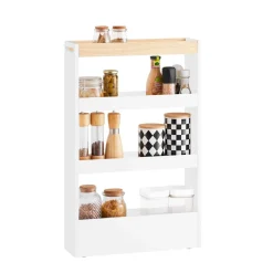 SoBuy Wózek kuchenny z 3 półkami Biały 50x14.5x80cm Nowoczesny NSR12-W