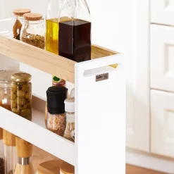 SoBuy Wózek kuchenny z 3 półkami Biały 50x14.5x80cm Nowoczesny NSR12-W