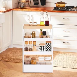 SoBuy Wózek kuchenny z 3 półkami Biały 50x14.5x80cm Nowoczesny NSR12-W