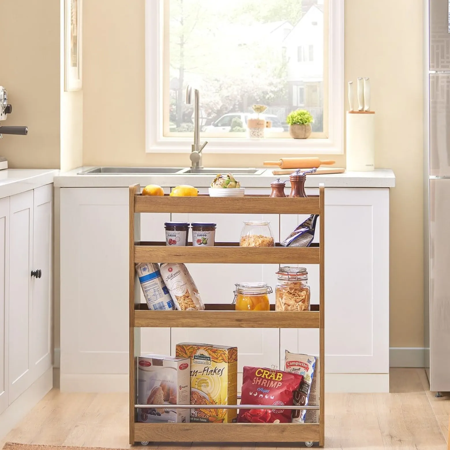 SoBuy Wózek kuchenny z 4 półkami Ciemnobrązowy 60x18x81cm NSR01-PF