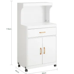 SoBuy Wózek kuchenny z szufladą Biały 61x39.5x119cm Nowoczesny FSB12-W