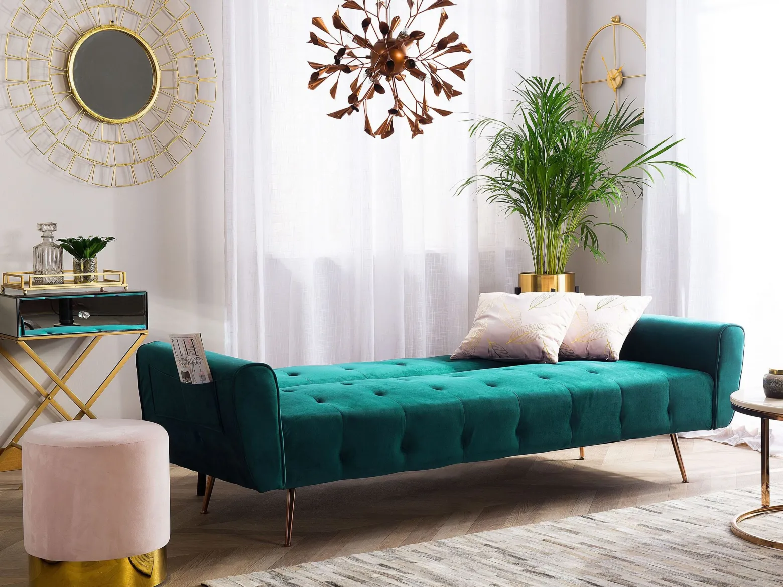 Sofa kanapa funkcja spania szmaragdowa