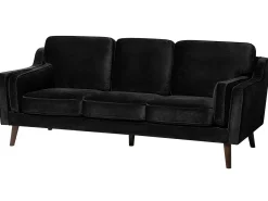 Sofa kanapa trzyosobowa welur czarna