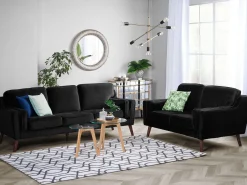 Sofa kanapa trzyosobowa welur czarna