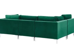 Sofa modułowa kształt U welurowa zielona