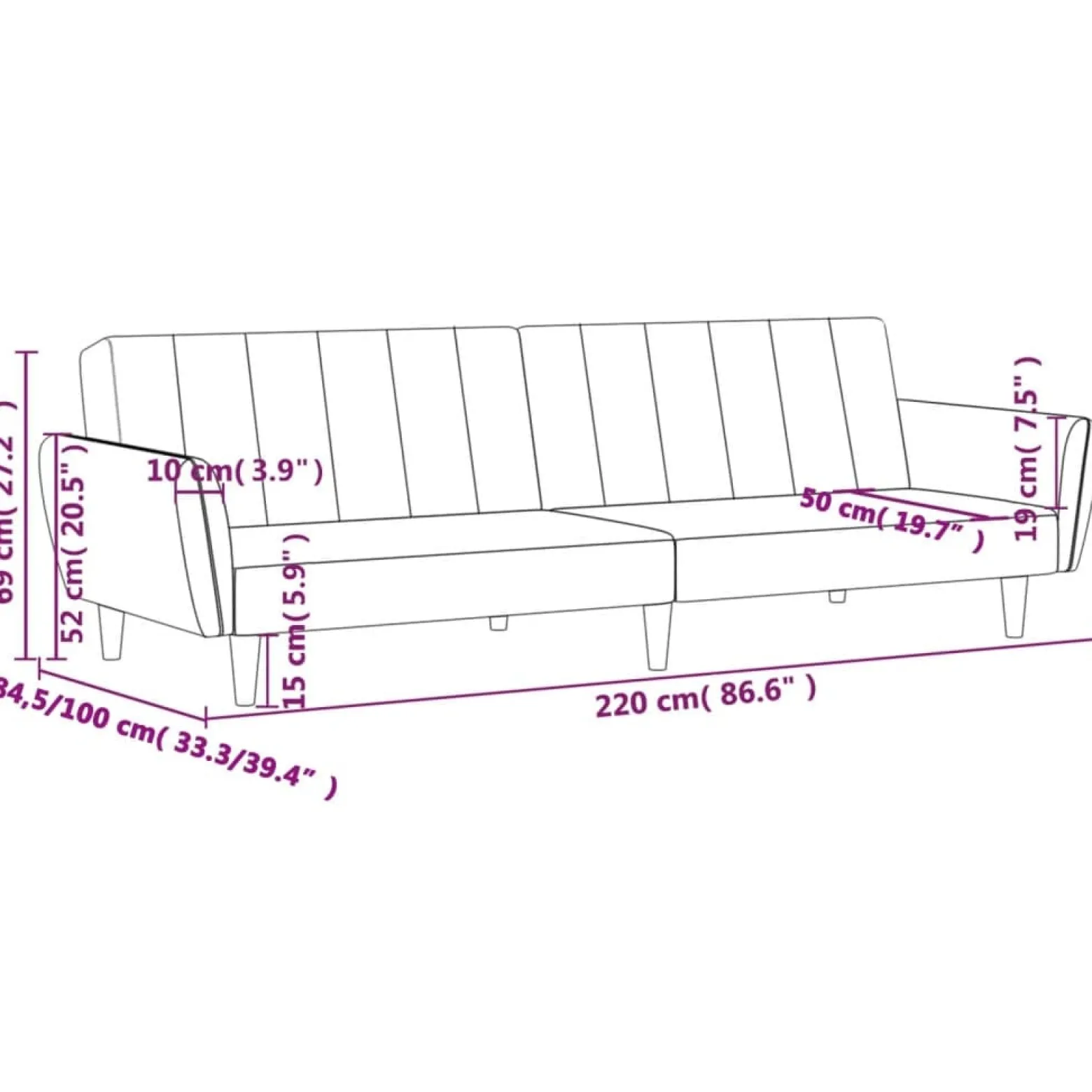 Sofa rozkładana Niebieski Tkanina vidaXL