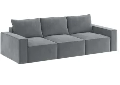 Sofa Rozkładana Trzyosobowa z Pojemnikiem SENS Szara z Funkcją Spania