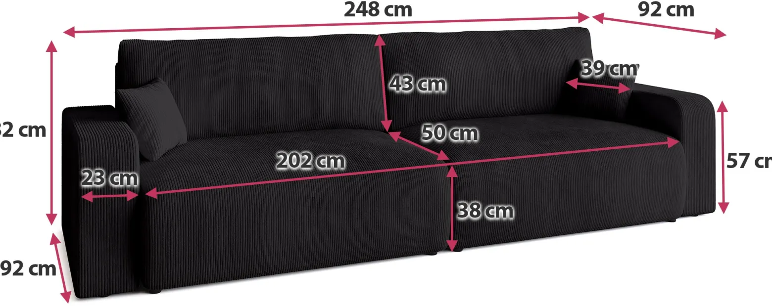 Sofa rozkładana z funkcją spania PUMI z pojemnikiem