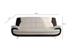 Sofa trzyosobowa, tkanina Soft, biało-czarna, Palermo