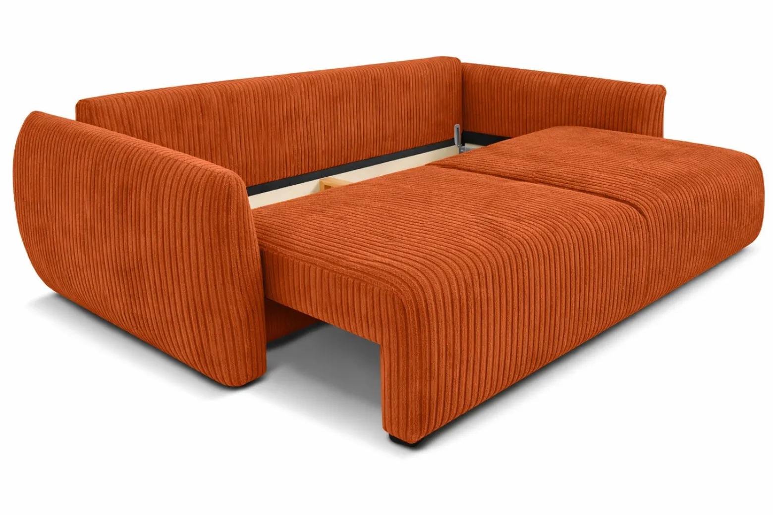 Sofa z funkcją spania i pojemnikiem, sztruks Poso, Miedziany, Zephira