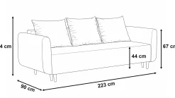 Sofa ze sprężynami bonell rozkładana Lugo PLUS Szara