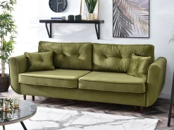 Sofa Blink Zielony-Jasny Welur, Podstawa Czarny
