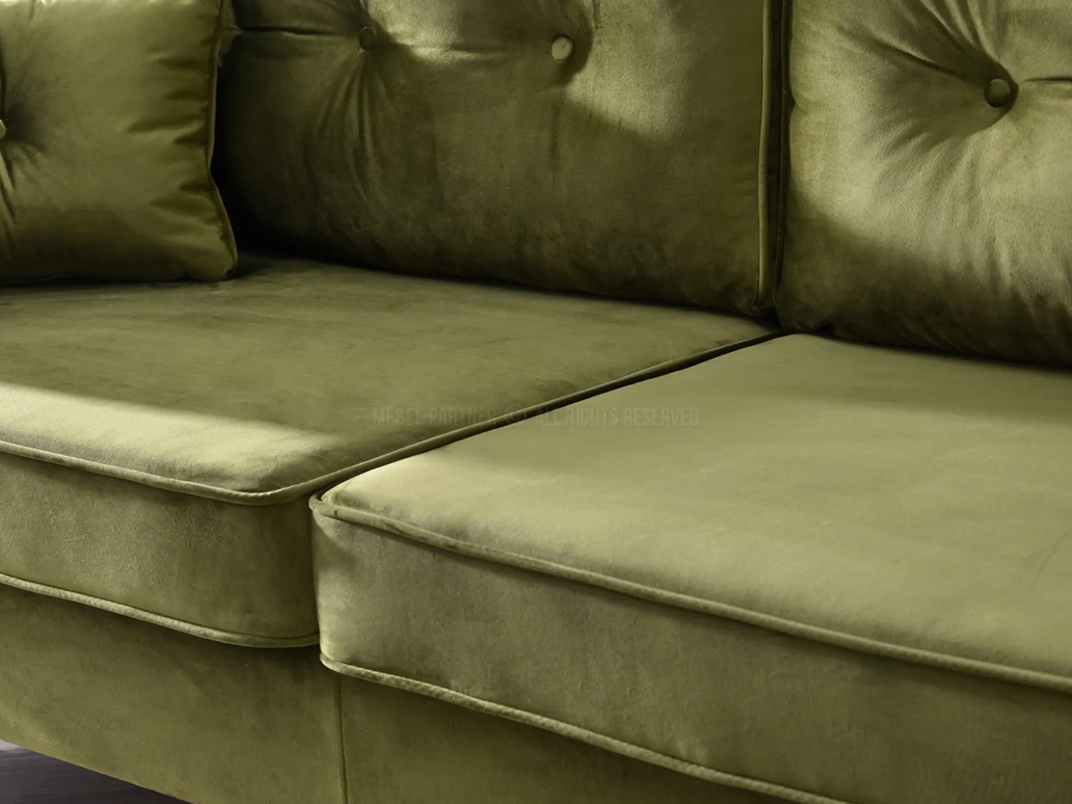 Sofa Blink Zielony-Jasny Welur, Podstawa Czarny