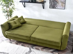 Sofa Blink Zielony-Jasny Welur, Podstawa Czarny