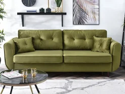 Sofa Blink Zielony-Jasny Welur, Podstawa Czarny