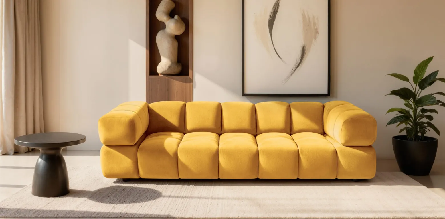 Sofa czteroosobowa, tkanina welurowa Bluvel, Złoty, Averro