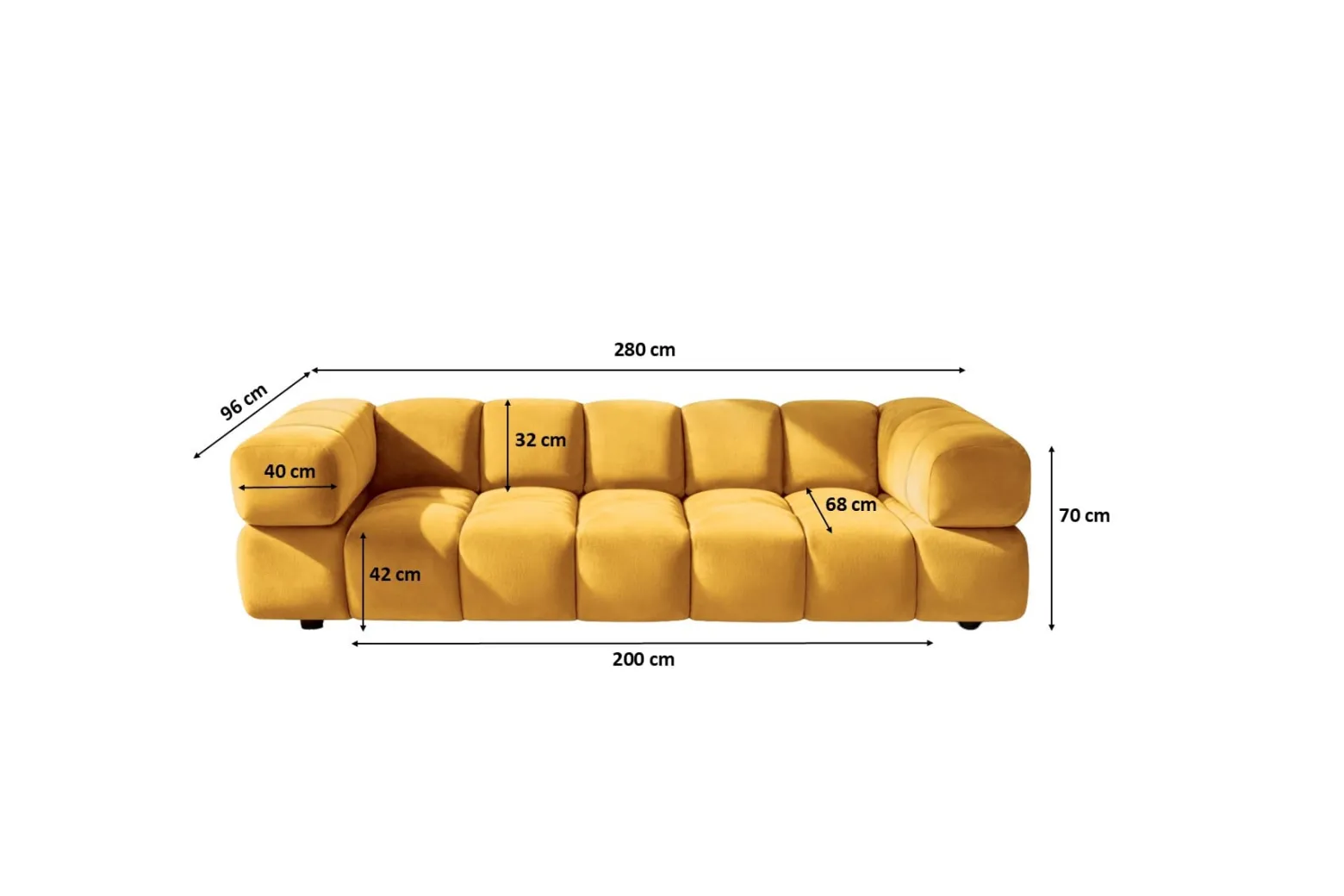 Sofa czteroosobowa, tkanina welurowa Bluvel, Złoty, Averro