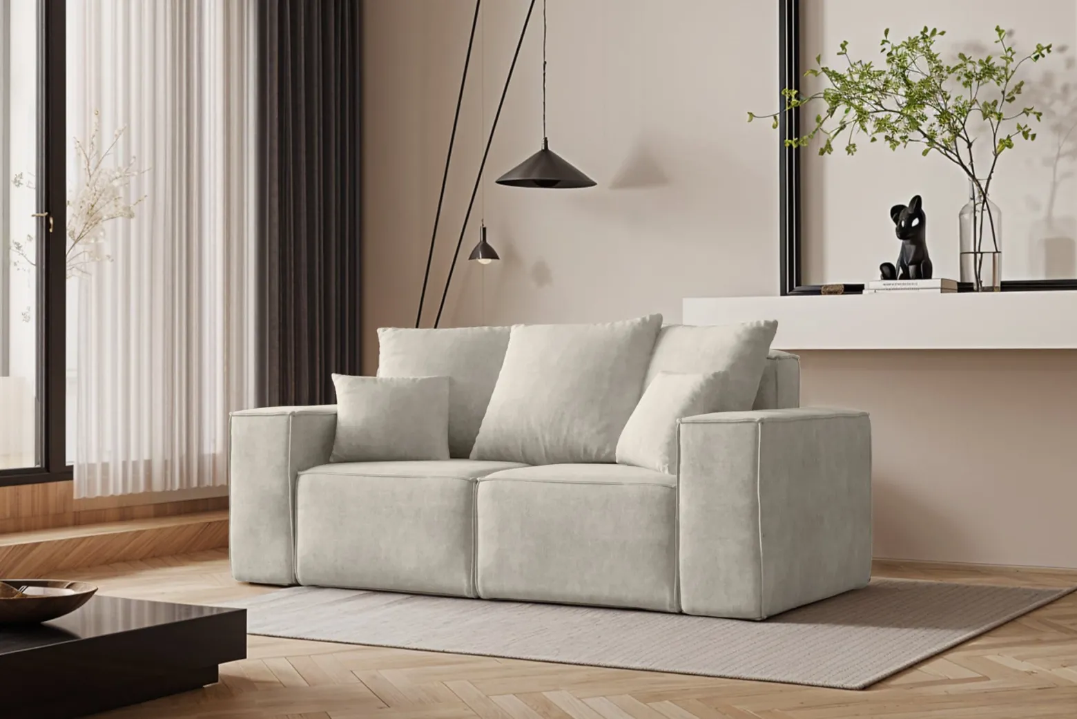 Sofa dwuosobowa ELLA, tkanina Noel, Jasnoszary