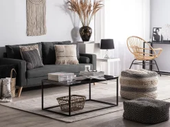 Sofa dwuosobowa szara z poduszkami