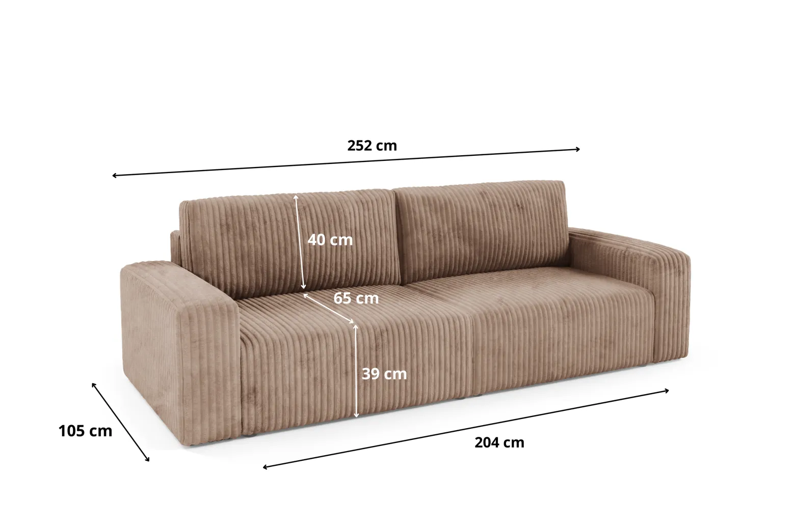 Sofa FANO z bokami funkcja spania sztruks Kolor: TILIA 17