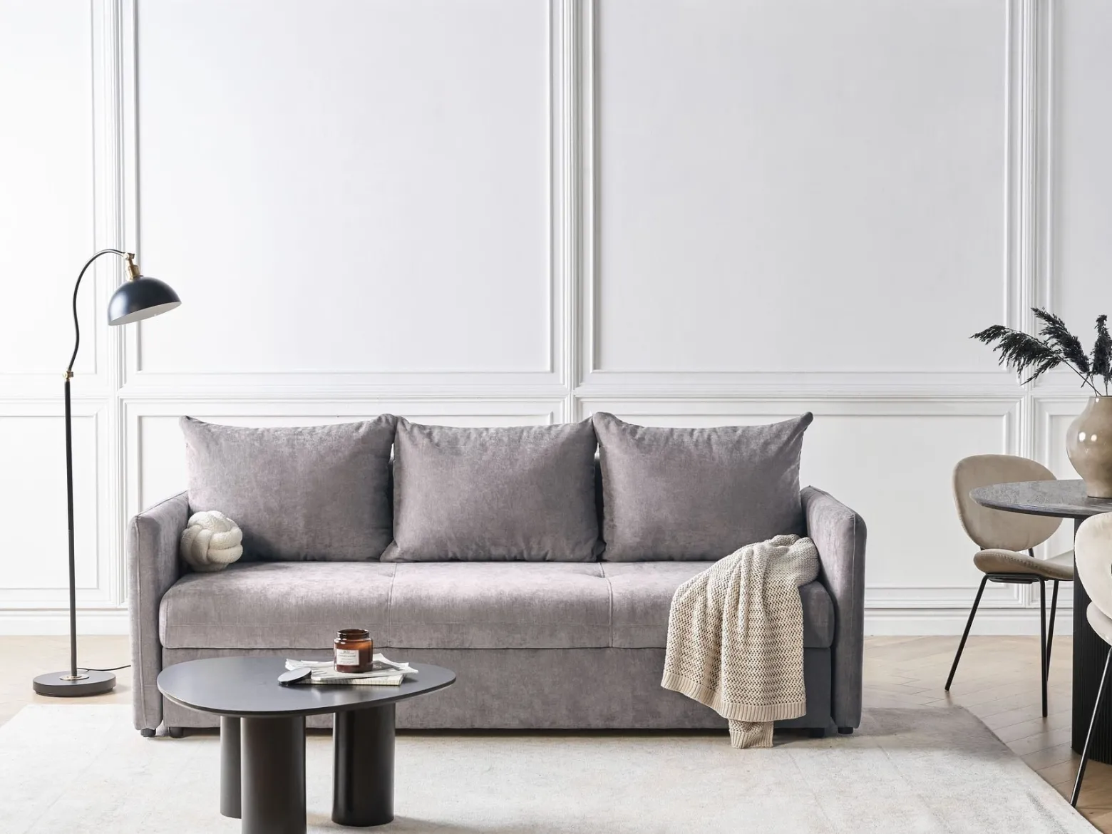 Sofa kanapa rozkładana 3-osobowa brązowa