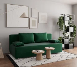 Sofa Kanapa Rozkładana z Funkcją Spania i Pojemnikiem Italia Zielona