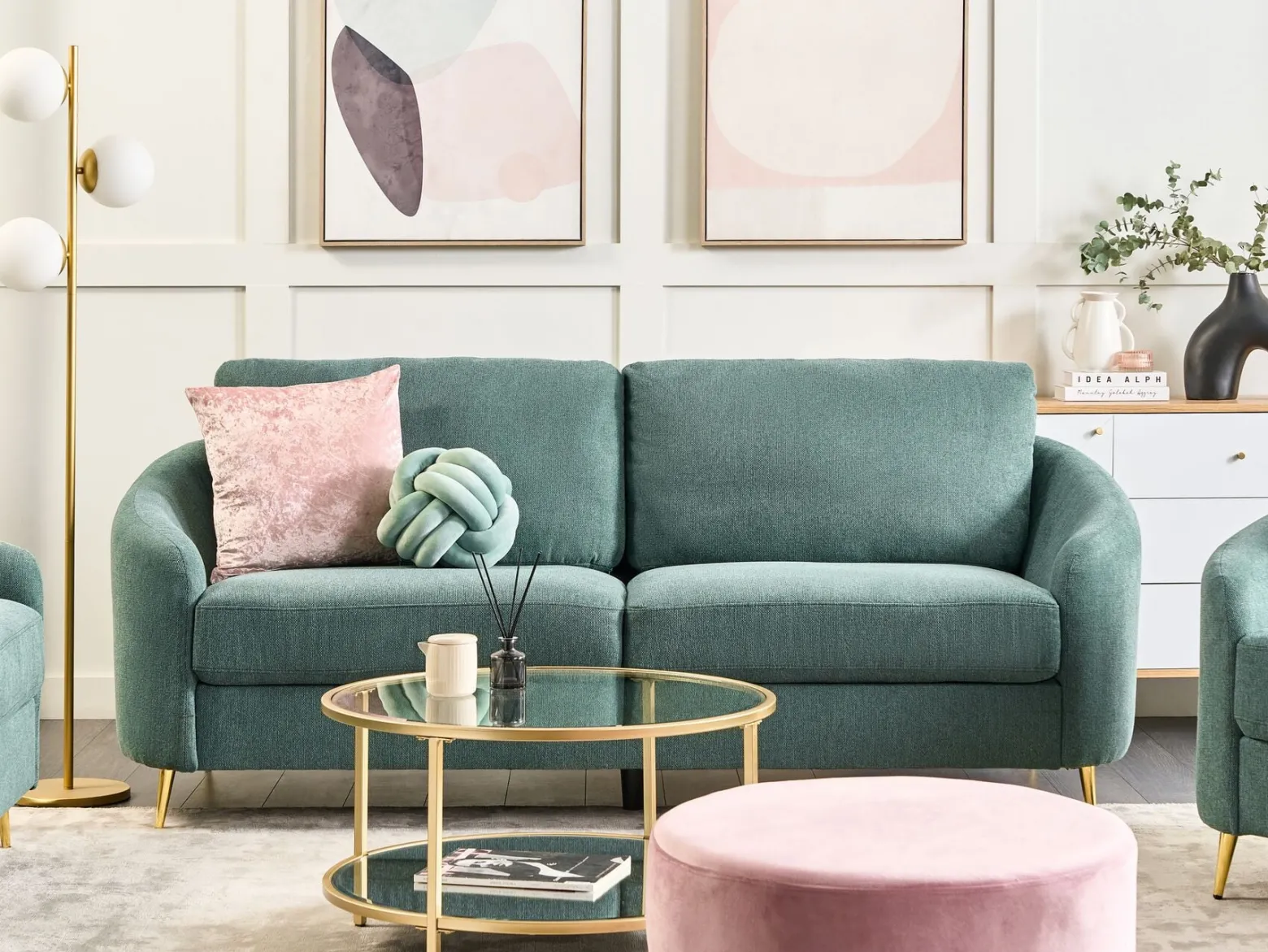 Sofa kanapa trzyosobowa tapicerowana zielona