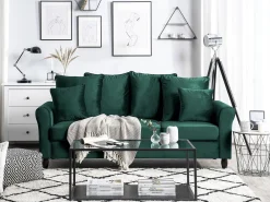 Sofa kanapa trzyosobowa welurowa zielona