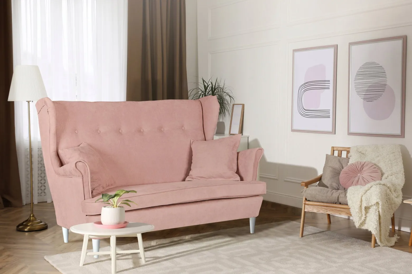 Sofa kanapa uszak Ari Print skandynawskaFamily Meble róże