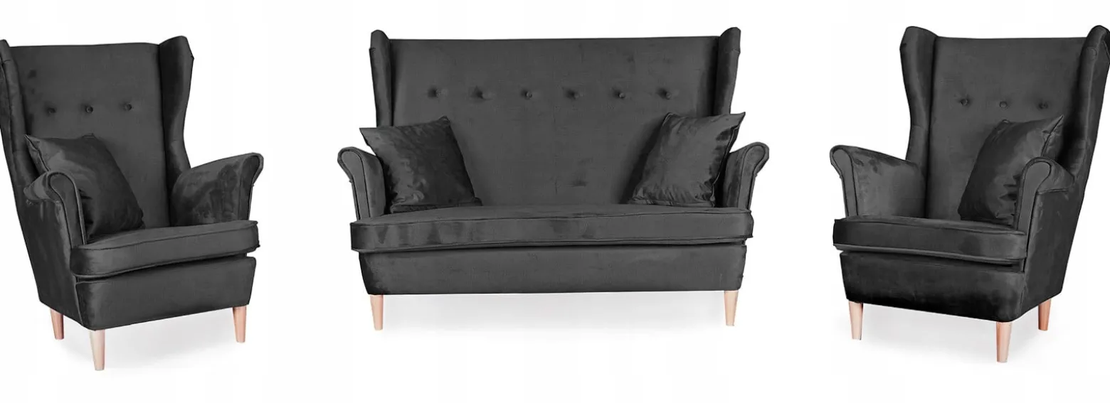 Sofa kanapa uszak Ari skandynawska Family Meble ciemno szara