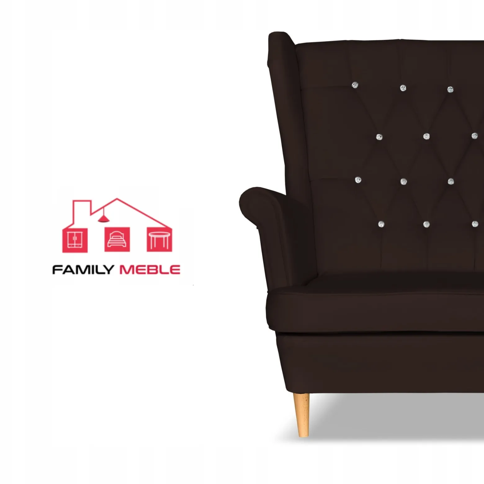 Sofa kanapa uszak Gaja ekoskóra skandynawska Family Meble ciemny brąz