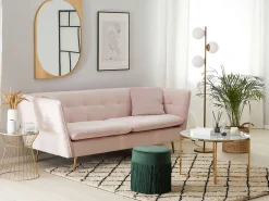 Sofa kanapa welurowa pikowana różowa