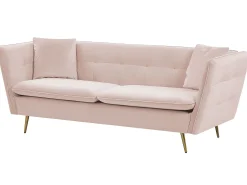 Sofa kanapa welurowa pikowana różowa