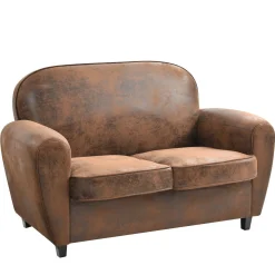 Sofa klubowa Vintage skóra ekologiczna brązowa
