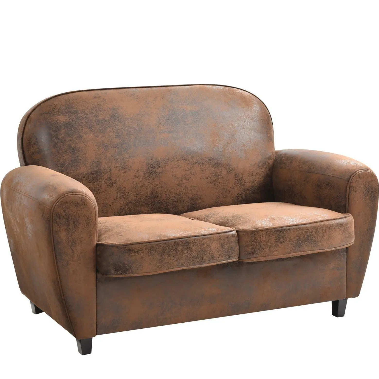 Sofa klubowa Vintage skóra ekologiczna brązowa