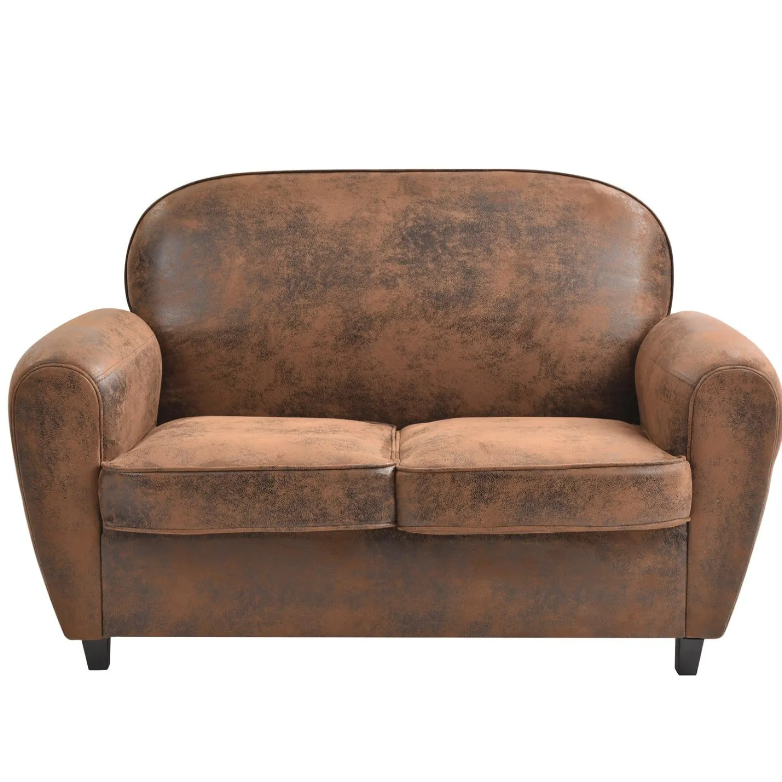 Sofa klubowa Vintage skóra ekologiczna brązowa