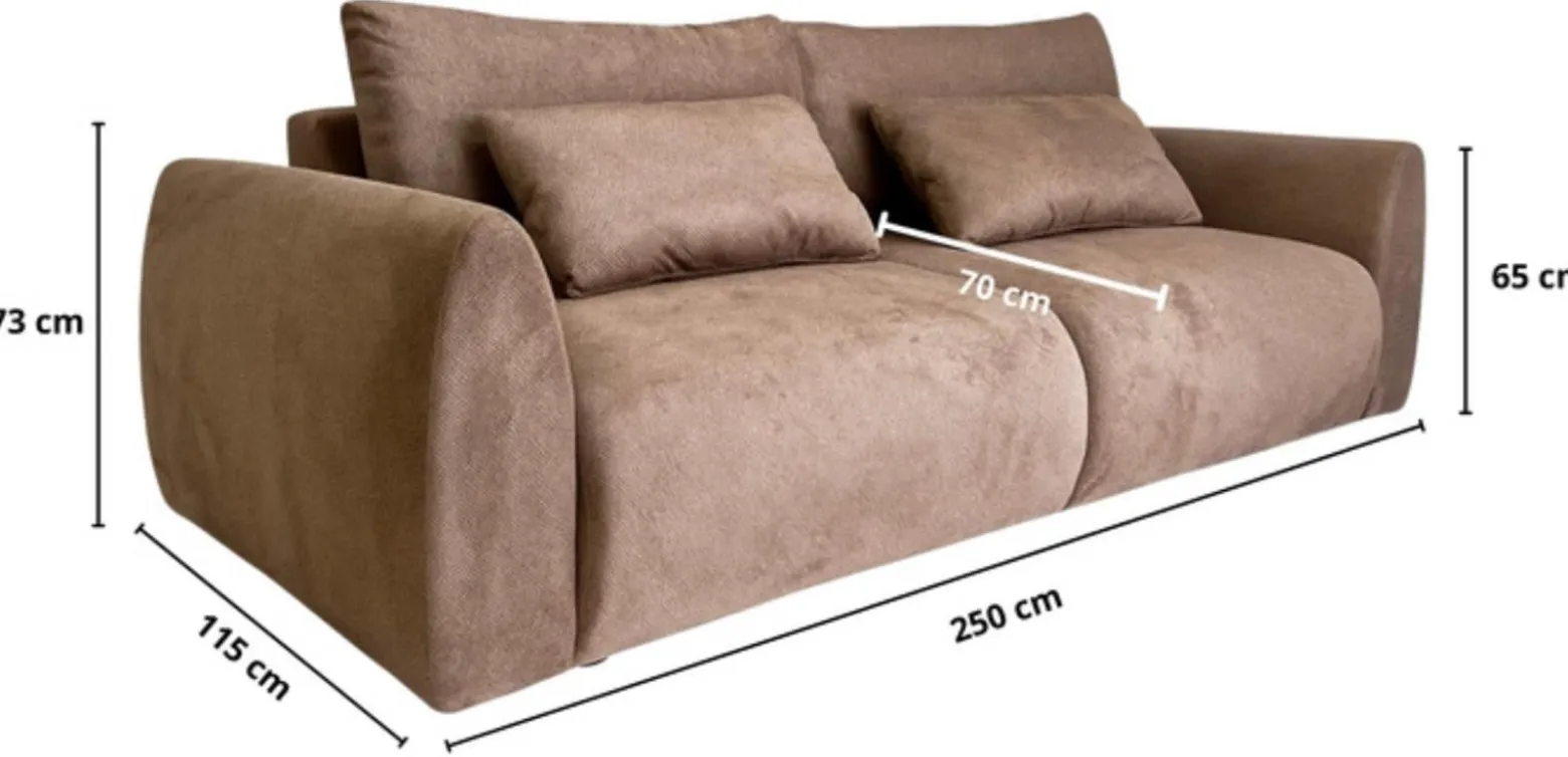 Sofa LILO z funkcją spania Kanapa rozkładana Tkanina CARLO 1901 Beżowa