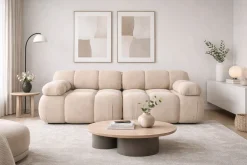 Sofa modułowa dwuosobowa, welur Salvador, Beżowy, Selia