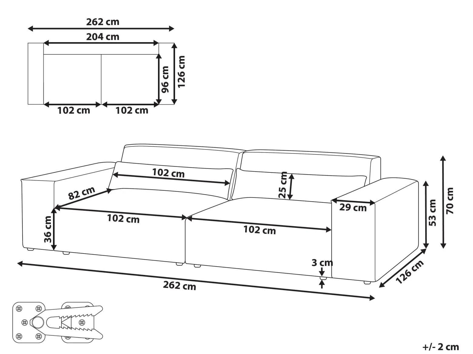 Sofa modułowa HELLNAR Boucle Złamana biel dla 2 osób