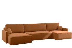Sofa Narożna Carlos z Funkcją Spania Tkanina Salvador Brązowy