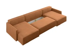 Sofa Narożna Carlos z Funkcją Spania Tkanina Salvador Brązowy