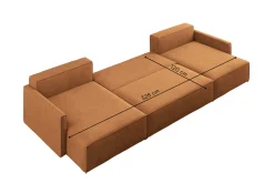 Sofa Narożna Carlos z Funkcją Spania Tkanina Salvador Brązowy