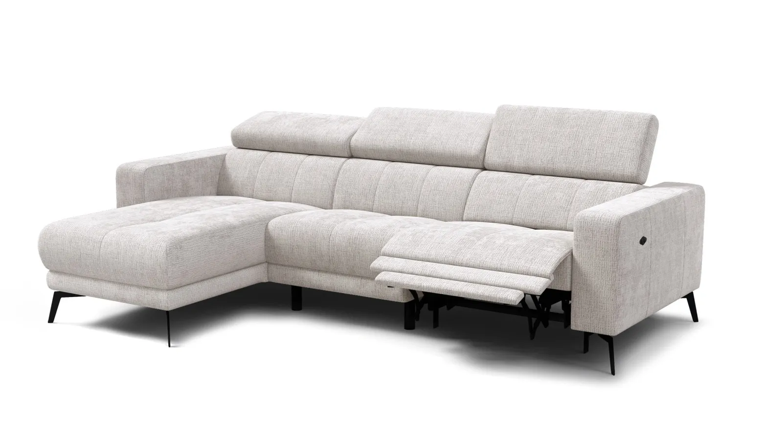 Sofa narożna 4 osobowa lewa MORELLO, kremowa, 1 x Relax Zero Gravity