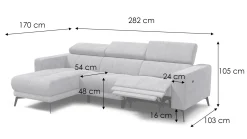 Sofa narożna 4 osobowa lewa MORELLO, kremowa, 1 x Relax Zero Gravity
