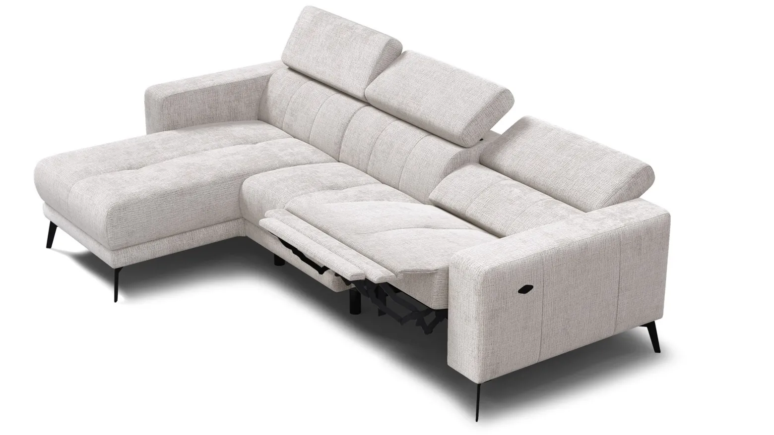 Sofa narożna 4 osobowa lewa MORELLO, kremowa, 1 x Relax Zero Gravity