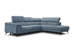 Sofa narożna 5 osobowa MATERA szaroniebieska, 1 funkcja relaks