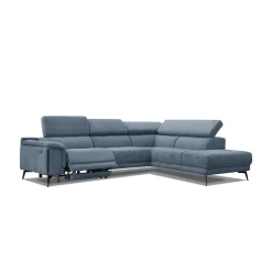 Sofa narożna 5 osobowa MATERA szaroniebieska, 1 funkcja relaks