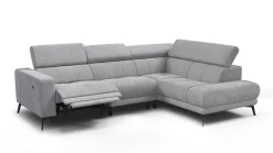 Sofa narożna 5 osobowa prawa MORELLO, jasnoszara, 1 x Relax Zero Gravity