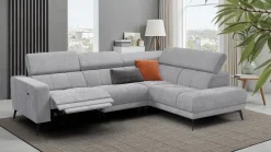 Sofa narożna 5 osobowa prawa MORELLO, jasnoszara, 1 x Relax Zero Gravity